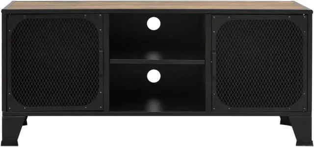 Alt view image 11 of 18 - vidaXL TV Stand TV Unit Sideboard Home TV Console Rustic Brown Metal and MDF