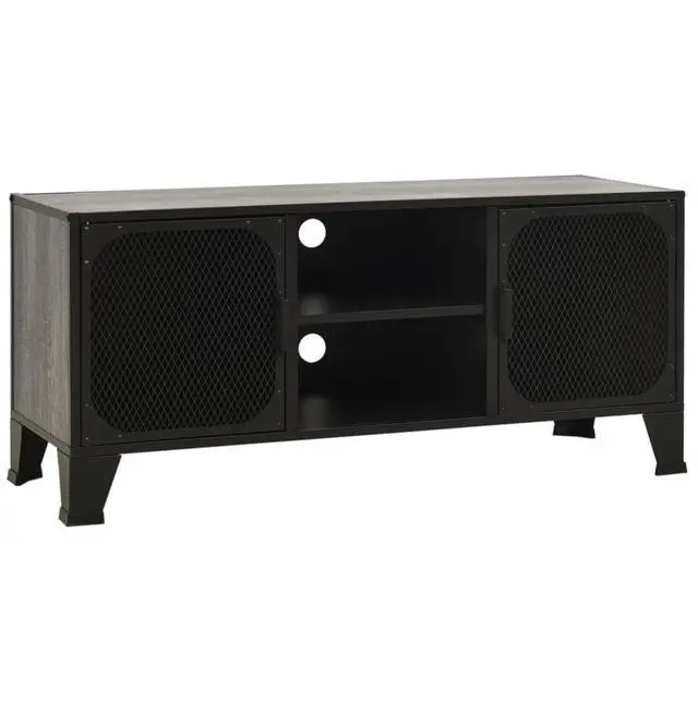 Alt view image 9 of 18 - vidaXL TV Stand TV Console Sideboard Media Unit Cupboard Gray Metal and MDF