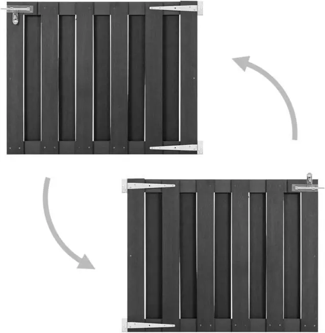 Alt view image 2 of 12 - vidaXL Garden Gate WPC 39.4"x31.5" Gray