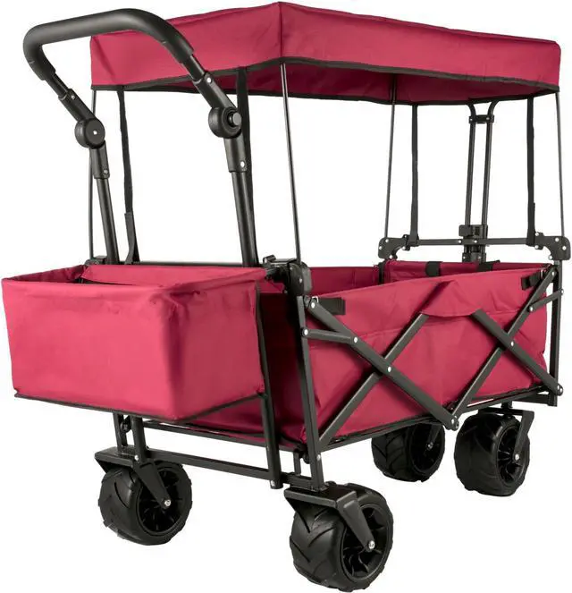 Main image of VEVOR Folding Wagon Cart Collapsible Garden Cart w/Canopy 220lbs Big Wheels