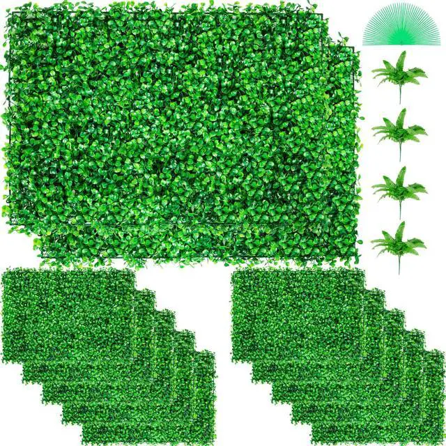 Main image of VEVOR Artificial Boxwood Panel, Hedge Decor 12 Pcs 24" X 16" Privacy Fence Panel Grass