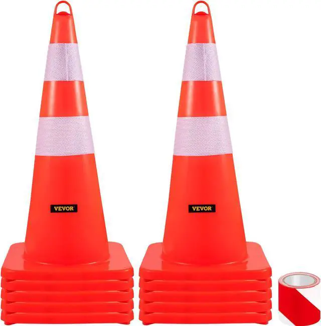 Main image of VEVOR 10pcs 28" Orange Safety Traffic Cones Trucks And Road Safe Cone