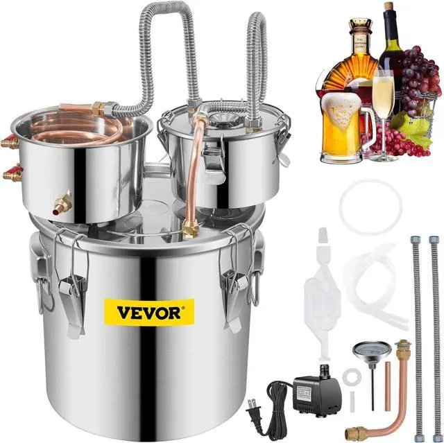 Alt view image 2 of 5 - VEVOR 8Gal Home Use Moonshine Still Brewing Stainless Steel Water Wine Alcohol Double Keg