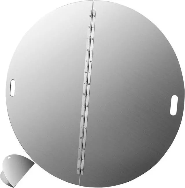 Alt view image 2 of 7 - 40" Fire Pit Cover Lid Foldable Fireplace Parts Snuffer Cover 430 Stainless