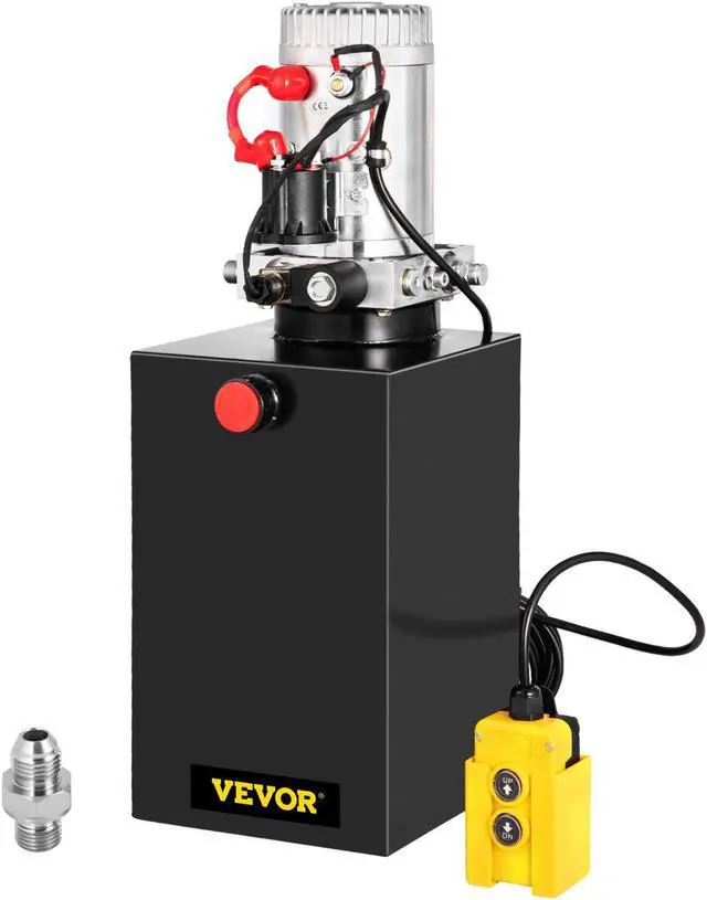 Alt view image 2 of 5 - VEVOR 12 Volt Hydraulic Pump For Dump Trailer 15 Quart Steel Single Acting Lifting