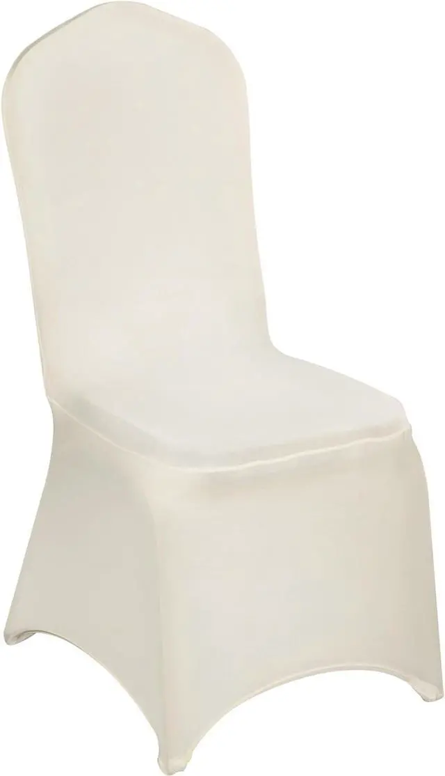 Alt view image 2 of 9 - VEVOR 100 Pcs Ivory Chair Covers Polyester Spandex Stretch Slipcovers Wedding Party
