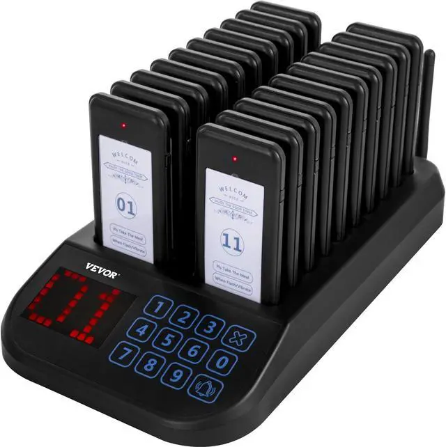 Main image of VEVOR Restaurant Wireless Guest Paging System 20 Beepers Queuing Calling Pagers
