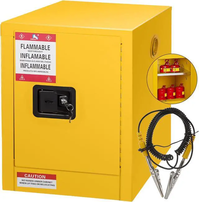Main image of VEVOR 12 Gallon Yellow Safety Storage Cabinet For Flammable Liquid Leak-proof Manual Close