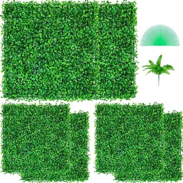 Main image of VEVOR Artificial Boxwood Panel Hedge Decor 6pcs 20x20 Inches Privacy Fence Panel Grass