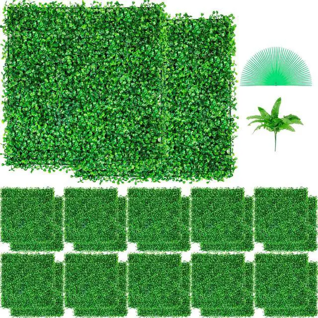 Main image of VEVOR Artificial Boxwood Panel, Hedge Decor 24 Pcs 10" X 10" Privacy Fence Panel Grass