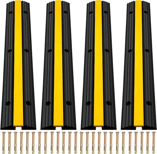 Main image of VEVOR 4 Pack 1 Channel Cable Protector Ramp 22046lbs Wire Hose Cable Cover Speed Bump