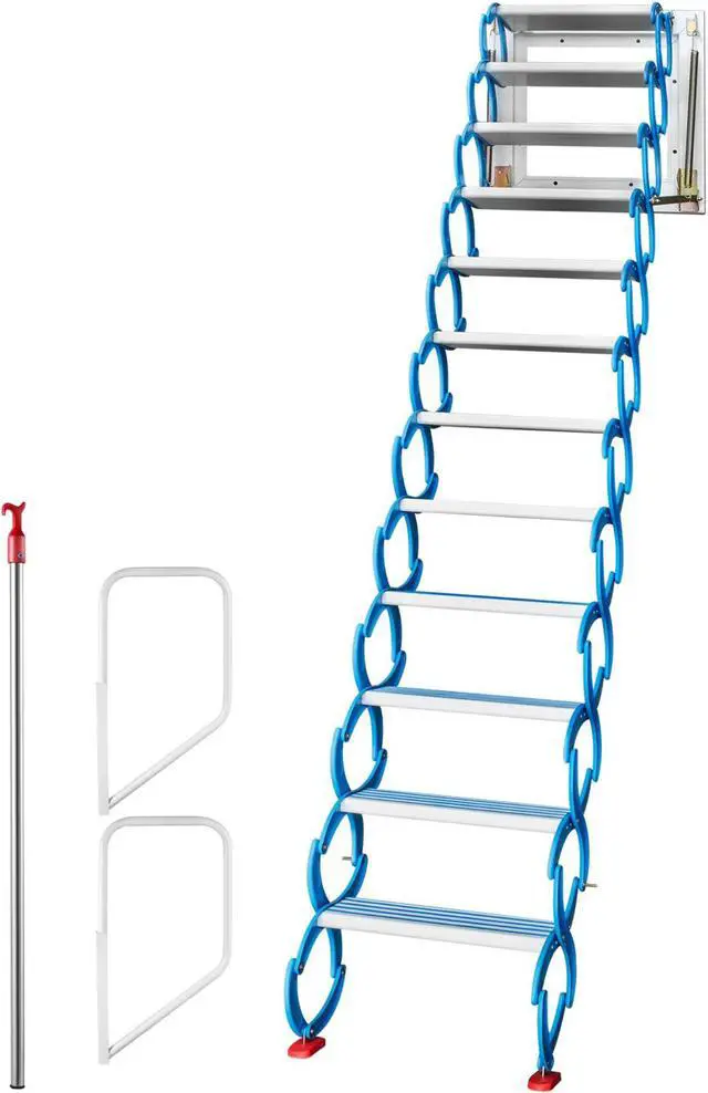 Main image of VEVOR Attic Steps Pull Down Attic Stairs 12 Steps Pulldown Attic Stairs Blue