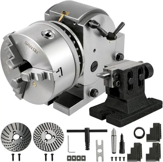 Main image of VEVOR Dividing Head Bs-1 6" 3 Jaw Chuck & Tailstock For Cnc Milling Machine Precision