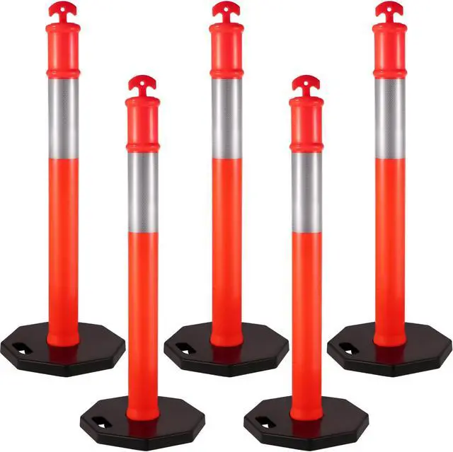 Main image of VEVOR Traffic Cones / 44" Delineator Cones/posts, Box Of 5 Posts, With 11lb Base