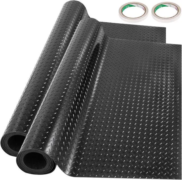 Main image of VEVOR 2 Rolls 17x3.6ft Garage Floor Mat Anti-Slip Floor Protector Covering Mats Black