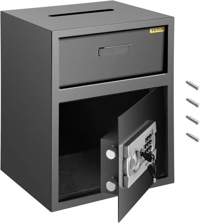 Alt view image 8 of 10 - VEVOR Digital Depository Safe Made of Carbon Steel Deposit Safe Electronic Code Lock Depository Safe with Deposit Slot Restaurant Safe with Two Emergency Keys Depository Box for Home Hotel and Office