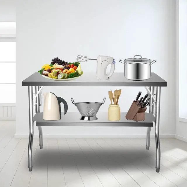 Main image of VEVOR Commercial Worktable Workstation Folding Commercial Prep Table 48 X 30 In
