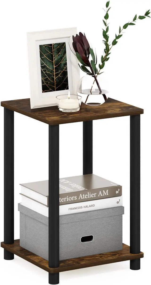 Alt view image 4 of 6 - Furinno Turn-N-Tube Haydn End Table, Amber Pine/Black
