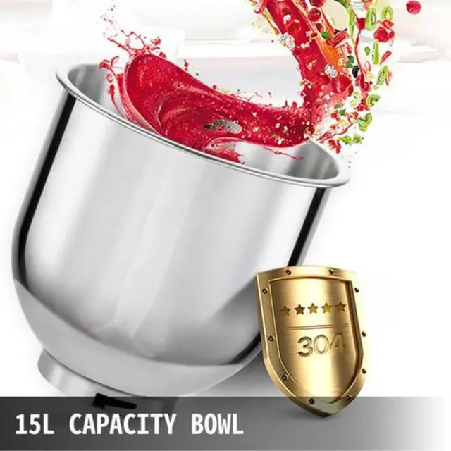 Alt view image 2 of 12 - VEVOR Commercial Electric Food Mixer 15Qt Stand Machine Dough Mixer 3 Speed 600W