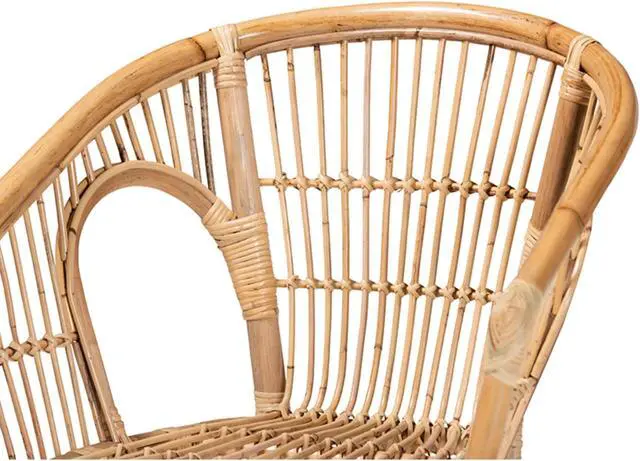 Alt view image 4 of 13 - Baxton Studio Alleta Modern Bohemian Natural Brown Rattan 2-Piece Dining Chair Set