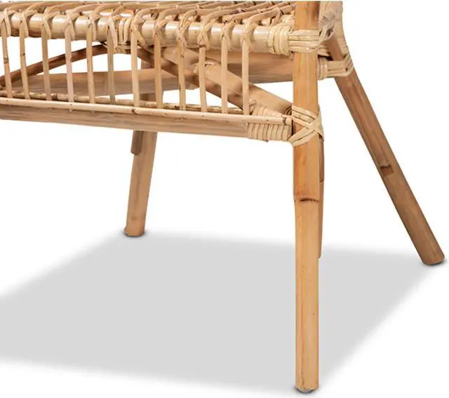 Alt view image 5 of 13 - Baxton Studio Alleta Modern Bohemian Natural Brown Rattan 2-Piece Dining Chair Set