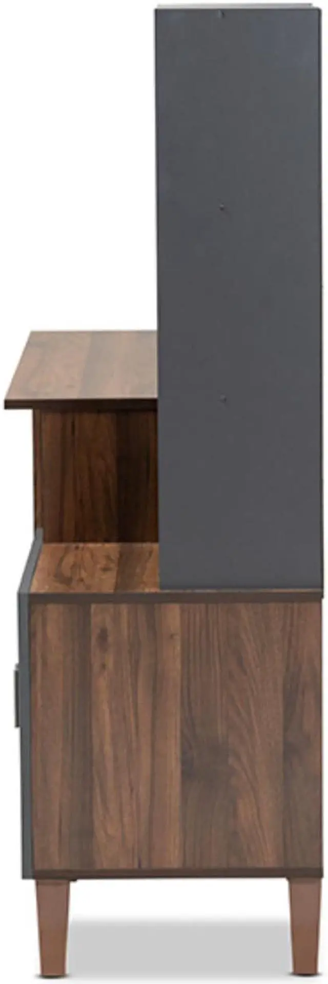 Alt view image 6 of 20 - Baxton Studio Jaeger Modern and Contemporary Two-Tone Walnut Brown and Dark Grey Finished Wood Storage Desk with Shelves