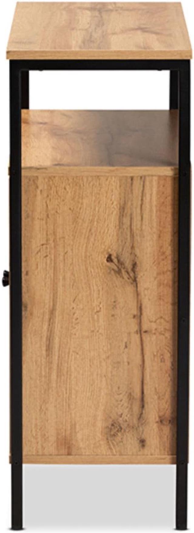 Alt view image 11 of 20 - Baxton Studio Vander Modern and Contemporary Oak Brown Finished Wood and Black Metal 2-Door Shoe Cabinet