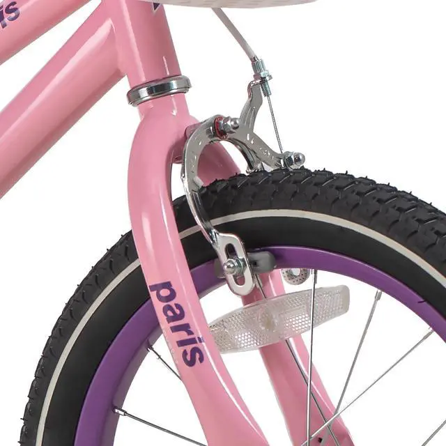 Alt view image 18 of 18 - JOYSTAR Paris Girl's Bike for Ages 4-7 Years Old, Children Bike with Training Wheels for 16" Kid's Bike(PURPLE & PINK)