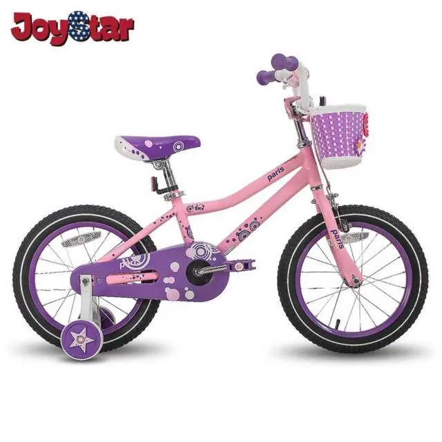 Alt view image 15 of 18 - JOYSTAR Paris Girl's Bike for Ages 4-7 Years Old, Children Bike with Training Wheels for 16" Kid's Bike(PURPLE & PINK)