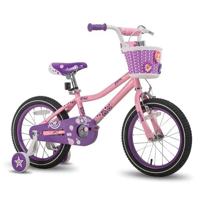 Alt view image 17 of 18 - JOYSTAR Paris Girl's Bike for Ages 4-7 Years Old, Children Bike with Training Wheels for 16" Kid's Bike(PURPLE & PINK)