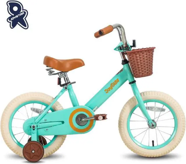 Alt view image 9 of 19 - JOYSTAR Vintage 14 Inch Kids Bike with Basket & Training Wheels for 3-5 Years Old Girls & Boys(GREEN)