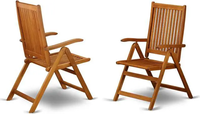 Main image of Set of 2 Chairs BCNC5NA 5 Position Outdoor-Furniture folding arm Chair made from Solid Acacia Wood -Set of two