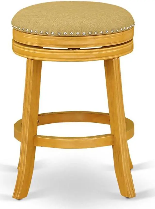 Alt view image 2 of 6 - DVS024-416 Devers Swivel Backless Barstool 24'' Seat Height With Oak Leg And F12-16 Pu Leather Vegas Gold