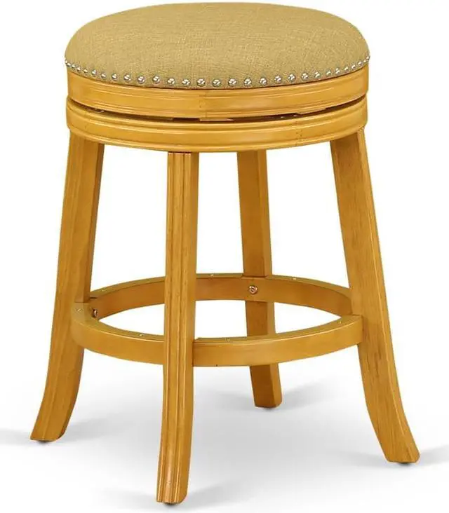 Main image of DVS024-416 Devers Swivel Backless Barstool 24'' Seat Height With Oak Leg And F12-16 Pu Leather Vegas Gold