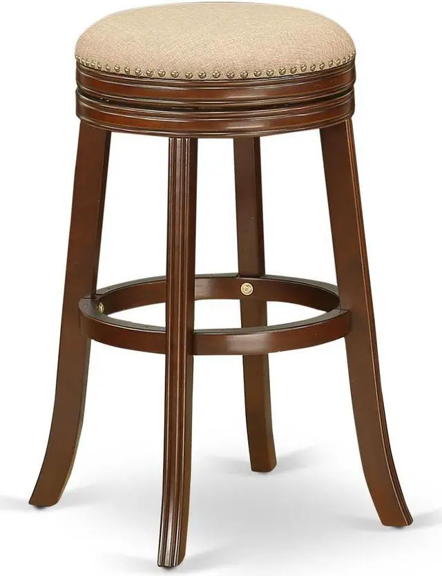 Main image of DVS030-303 Devers Swivel Backless Barstool 30'' Seat Height With Mahogany Leg And F12-03 Pu Leather Mocha