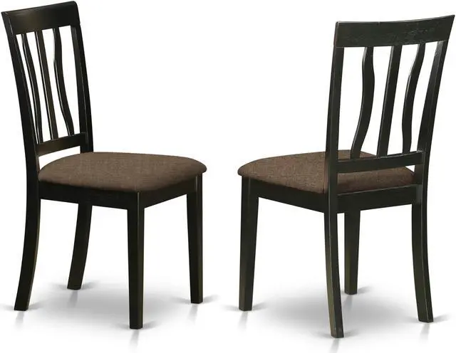 Main image of Set of 2 Chairs ANC-BLK-C Antique Kitchen Chair Cushion Seat with Black and Cherry Finish