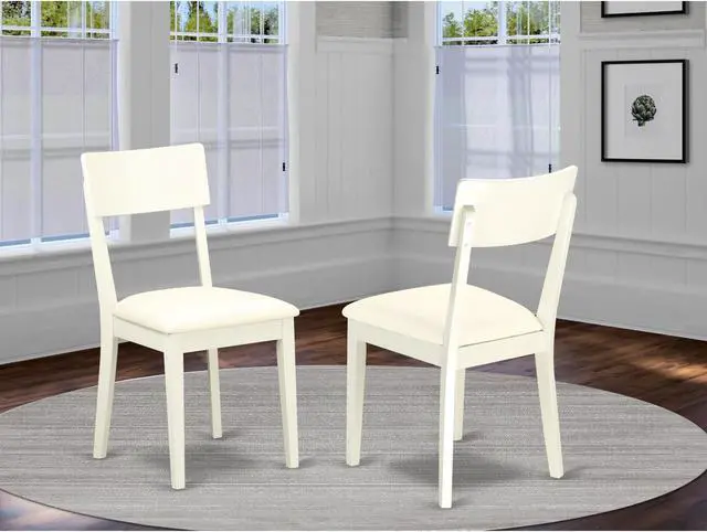 Alt view image 2 of 4 - Set of 2 Chairs ADC-LWH-LC Andy slat back dining room chair with Faux Leather seat in Linen White Finish