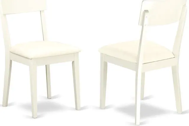 Main image of Set of 2 Chairs ADC-LWH-LC Andy slat back dining room chair with Faux Leather seat in Linen White Finish