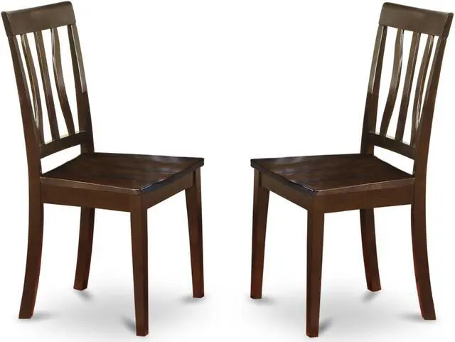 Main image of Set of 2 Chairs ANC-CAP-W Antique Kitchen Chair Wood Seat with Cappuccino Finish