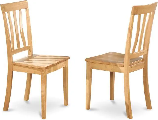 Main image of Set of 2 Chairs ANC-OAK-W Antique Kitchen dining Chair Wood Seat with Oak Finish