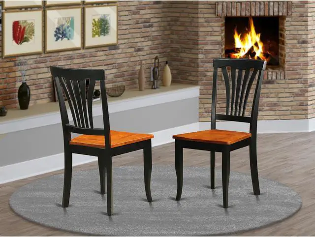 Alt view image 2 of 5 - Set of 2 Chairs AVC-BLK-W Avon Chair for dining room Wood Seat-Black and Cherry Finish