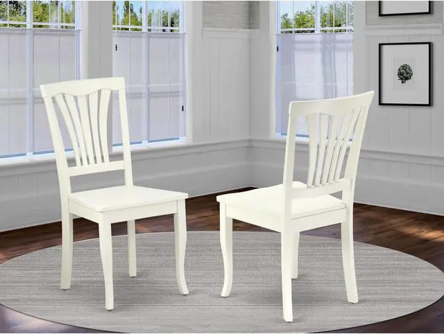 Alt view image 2 of 4 - Set of 2 Chairs AVC-LWH-W Avon Chair for dining room with wood Seat - Linen WhiteFinish