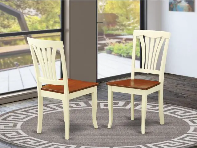 Alt view image 2 of 5 - Set of 2 Chairs AVC-WHI-W Avon Dining Chair Wood Seat - Buttermilk and Cherry Finish