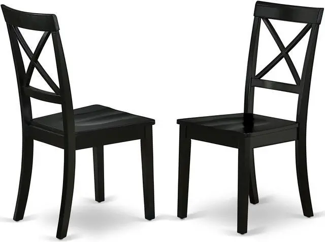 Main image of Set of 2 Chairs BOC-BLK-W Boston Chair Wood Seat in Black Finish