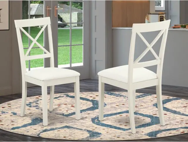 Alt view image 2 of 4 - Set of 2 Chairs BOC-WHI-LC Boston X- back Chair for dining room with Faux Leather Seat