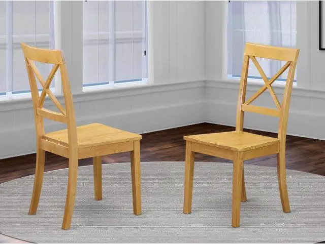 Alt view image 2 of 4 - Set of 2 Chairs BOC-OAK-W Boston X- back Chair for dining room with Wood Seat