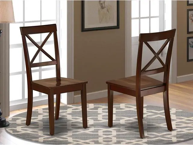 Alt view image 2 of 4 - Set of 2 Chairs BOC-MAH-W Boston Chair Wood Seat in Black and Cherry Finish