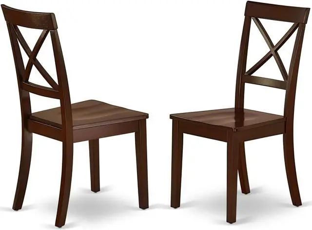 Main image of Set of 2 Chairs BOC-MAH-W Boston Chair Wood Seat in Black and Cherry Finish