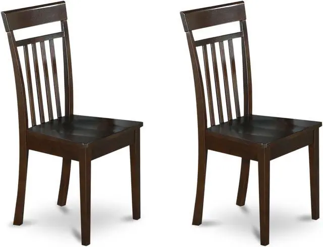 Main image of Set of 2 Chairs CAC-CAP-W Capri slat back kitche dining Chair with wood Seat