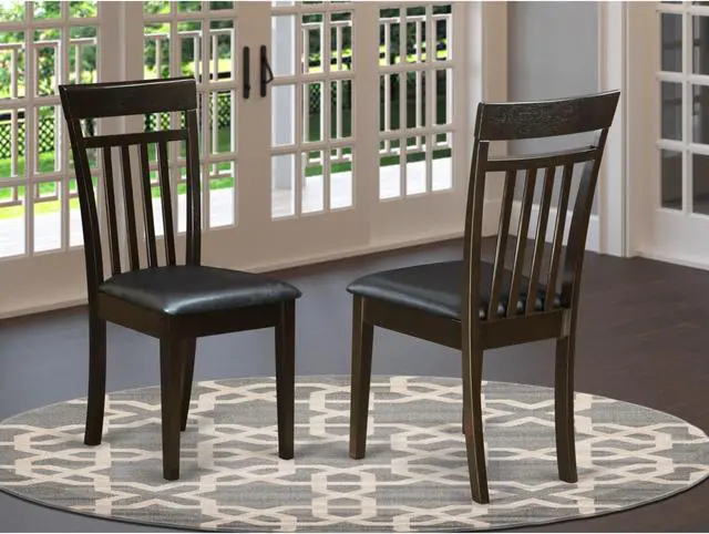 Alt view image 2 of 5 - Set of 2 Chairs CAC-CAP-LC Capri slat back kitchen Chair with Leather Upholstered Seat